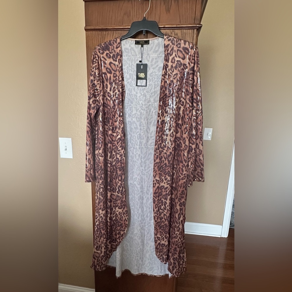 L&B Long Leopard Print cardigan - Brown and Black